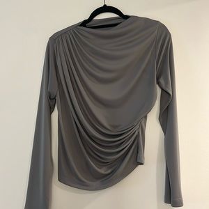 Zara ruched grey blouse